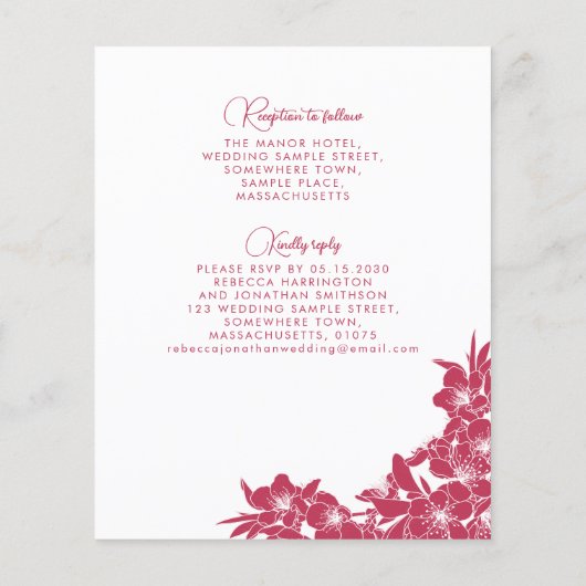 Floral Magenta roze Budget Weddenschap (Achterkant)