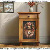 Floral Magestic Steampunk Lion in Pet E2 Decoupage Tissuepapier