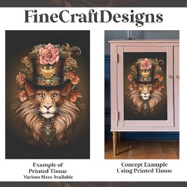 Floral Magestic Steampunk Lion in Pet E2 Decoupage Tissuepapier