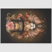Floral Magestic Steampunk Lion in Pet E2 Decoupage Tissuepapier (Voorkant)