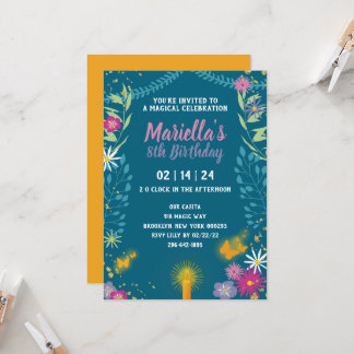 Floral Magic Birthday Invitation Kaart
