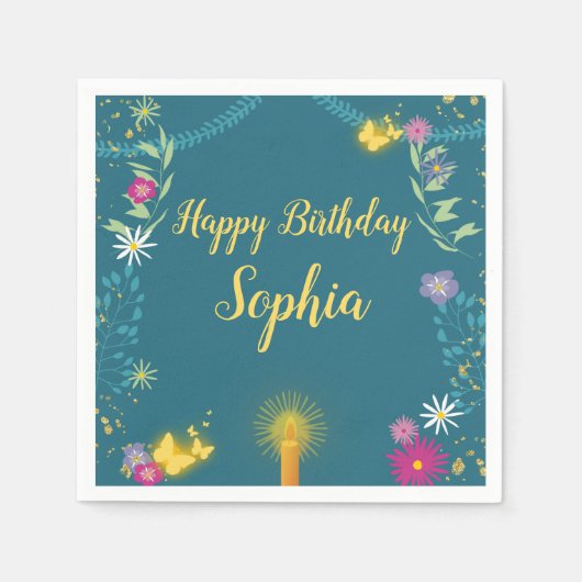 Floral Magic Candle Napkin Servet (Voorkant)