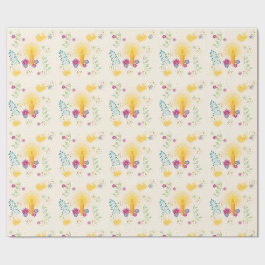Floral Magic Candle Tan Wrapping Paper Cadeaupapier (Vlak)