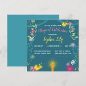 Floral Magic Candle Uitnodiging (Voorkant / Achterkant)