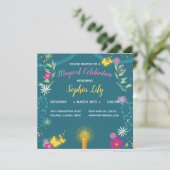 Floral Magic Candle Uitnodiging (Staand voorkant)