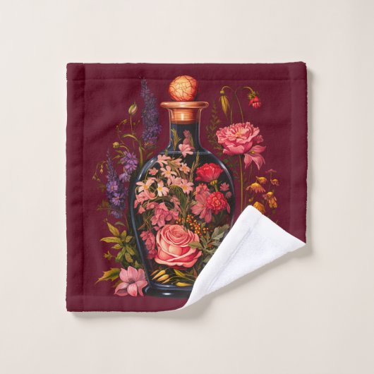 Floral Magic Potion - Witchy Vibes Custom Name Bad Handdoek (Wasdoekje)