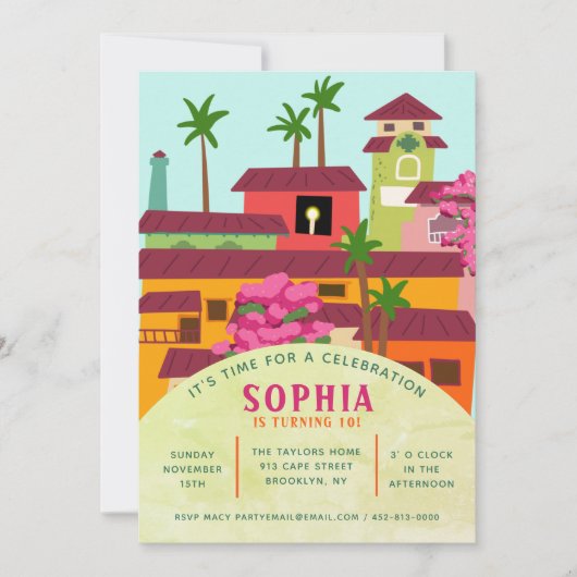 Floral Magical House Invitation Kaart (Voorkant)