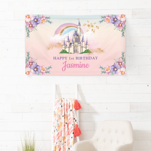 Floral Magical Princess Castle Backdrop / Banner (Insitu)