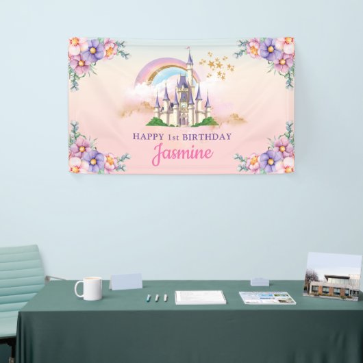 Floral Magical Princess Castle Backdrop / Banner (Beurs)
