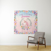 Floral Magical Unicorn Backdrop & Tapestry  Wandkleed (In situ)