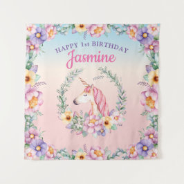 Floral Magical Unicorn Backdrop & Tapestry  Wandkleed