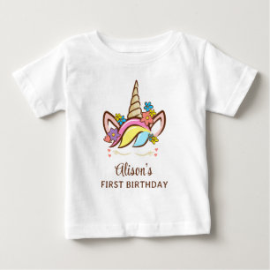 Floral Magical Unicorn Colorful Birthday Girl Name