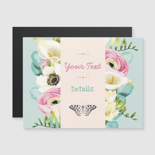 Floral Magnetische Uitnodiging (Voorkant / Achterkant)