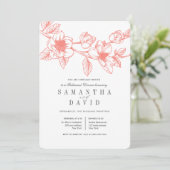 Floral Magnolia Branch Coral Rehearsal Dinner Kaart (Staand voorkant)