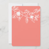 Floral Magnolia Branch Coral Rehearsal Dinner Kaart (Achterkant)