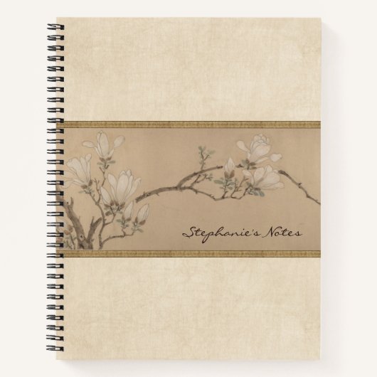 Floral Magnolia Fine Art Antiek Japans schilderen Notitieboek (Voorkant)