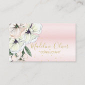 Floral Magnolia Modern Stylish Gold Visitekaartje (Voorkant)