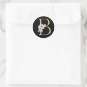 Floral magnolia monogram in gouden letter B Ronde Sticker (Tas)