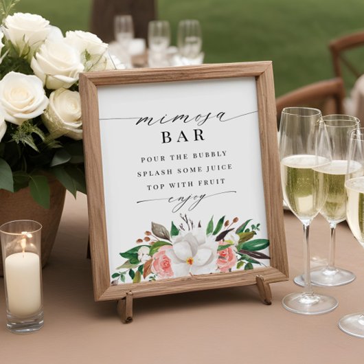 Floral Magnolia Roos Vrijgezellenfeest Mimosa Bar  Poster