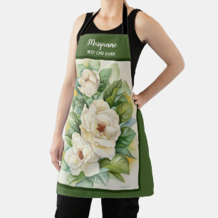 Floral Magnolia voegt naam groene Waterverf toe Schort