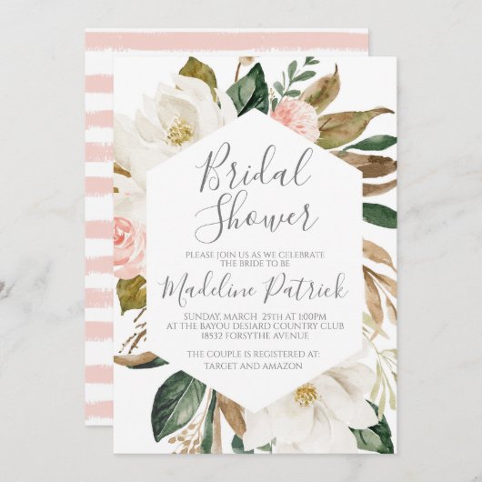 Floral Magnolia Vrijgezellenfeest Kaart (Voorkant / Achterkant)