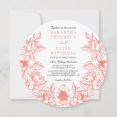 Floral Magnolia Wreath | Koraal | Weddenschap Kaart (Voorkant)