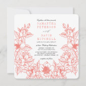 Floral Magnolia Wreath | Koraal | Weddenschap Kaart (Voorkant)