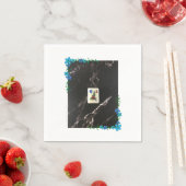 Floral mahjong napkin met blauwe accenten servet (Insitu)