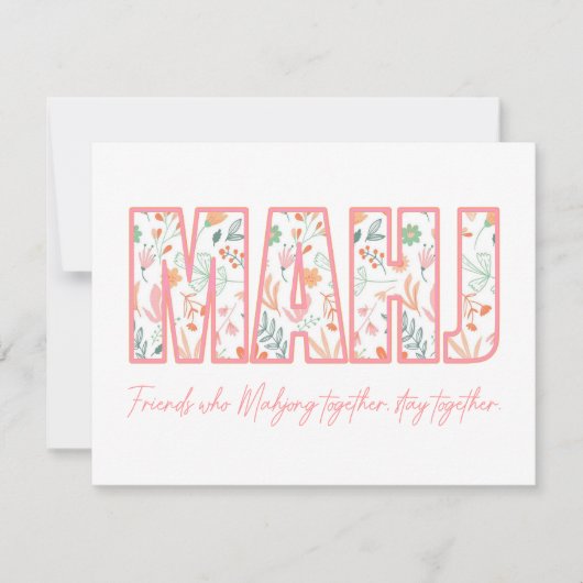 Floral Mahjong Vriendschapsbrief Kaart Notitiekaartje (Voorkant)