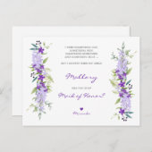 Floral maid of Honor Proposal in Lillac Shades Uitnodiging Briefkaart (Voorkant / Achterkant)