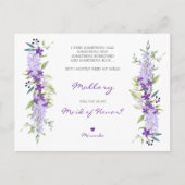 Floral maid of Honor Proposal in Lillac Shades Uitnodiging Briefkaart (Voorkant)