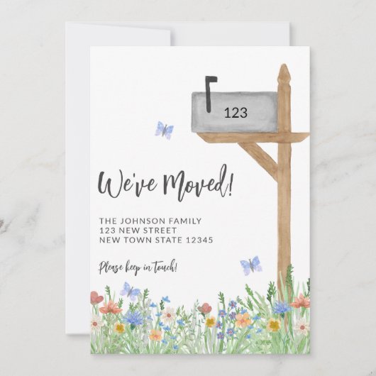 Floral Mailbox We zijn verhuisd Aankondiging (Voorkant)