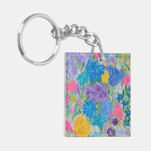 Floral Majesty Acryl Vierkant Sleutelhanger (Voorkant Links)