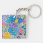 Floral Majesty Acryl Vierkant Sleutelhanger (Achterkant)