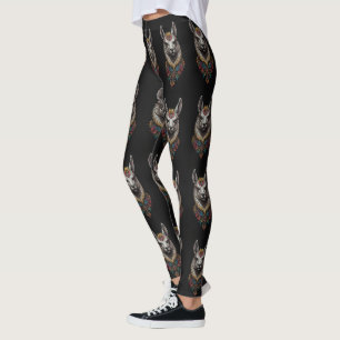 Floral Majesty: een lama versierd met bloemen Leggings