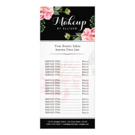 Floral Make-up Artist Beauty Salon Girly Prijslijs Reclamekaart