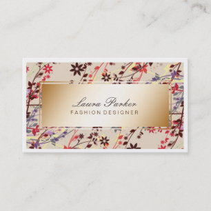 Floral Makeup Artist Hair Stylist Cream Visitekaartje