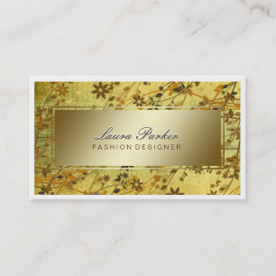 Floral Makeup Artist Hair Stylist Gold Visitekaartje