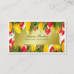 Floral Makeup Artist Hair Stylist Gold Visitekaartje