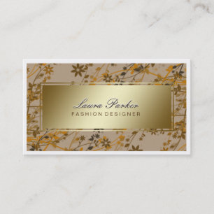 Floral Makeup Artist Hair Stylist Gold  Visitekaartje