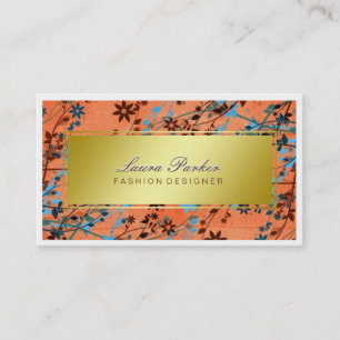 Floral Makeup Artist Hair Stylist Oranje goud Visitekaartje