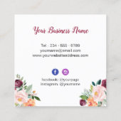 Floral Makeup Artist moderne witte Waterverf Vierkante Visitekaartje (Achterkant)