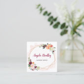 Floral Makeup Artist moderne witte Waterverf Vierkante Visitekaartje (Staand voorkant)