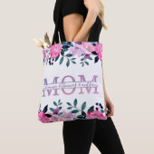 Floral mam gesplitst monogram met kinder namen tote bag (Dichtbij)
