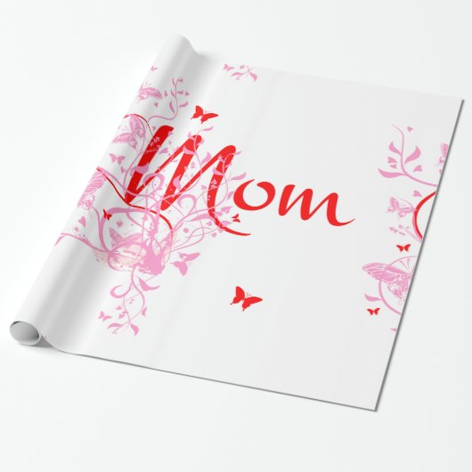 Floral Mam Wrapping Paper Cadeaupapier (Uitgerold)