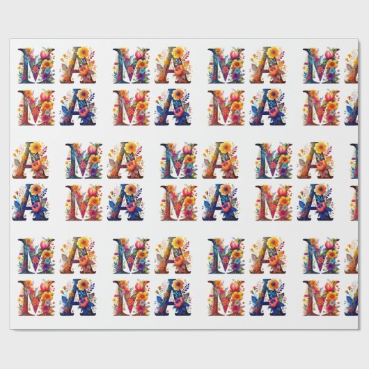 Floral MAMA Cadeaupapier (Vlak)