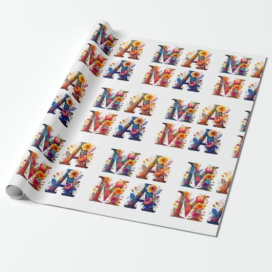 Floral MAMA Cadeaupapier (Uitgerold)