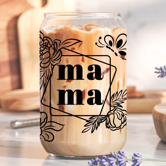 Floral Mama Custom 3 Kinder naam Blikvorm Glas