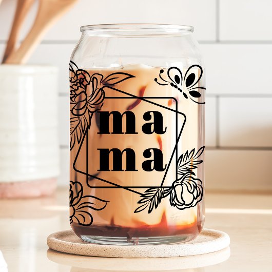 Floral Mama Custom 3 Kinder naam Blikvorm Glas