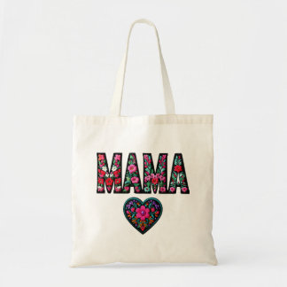 Floral MAMA Geborduurde Canvas tas
